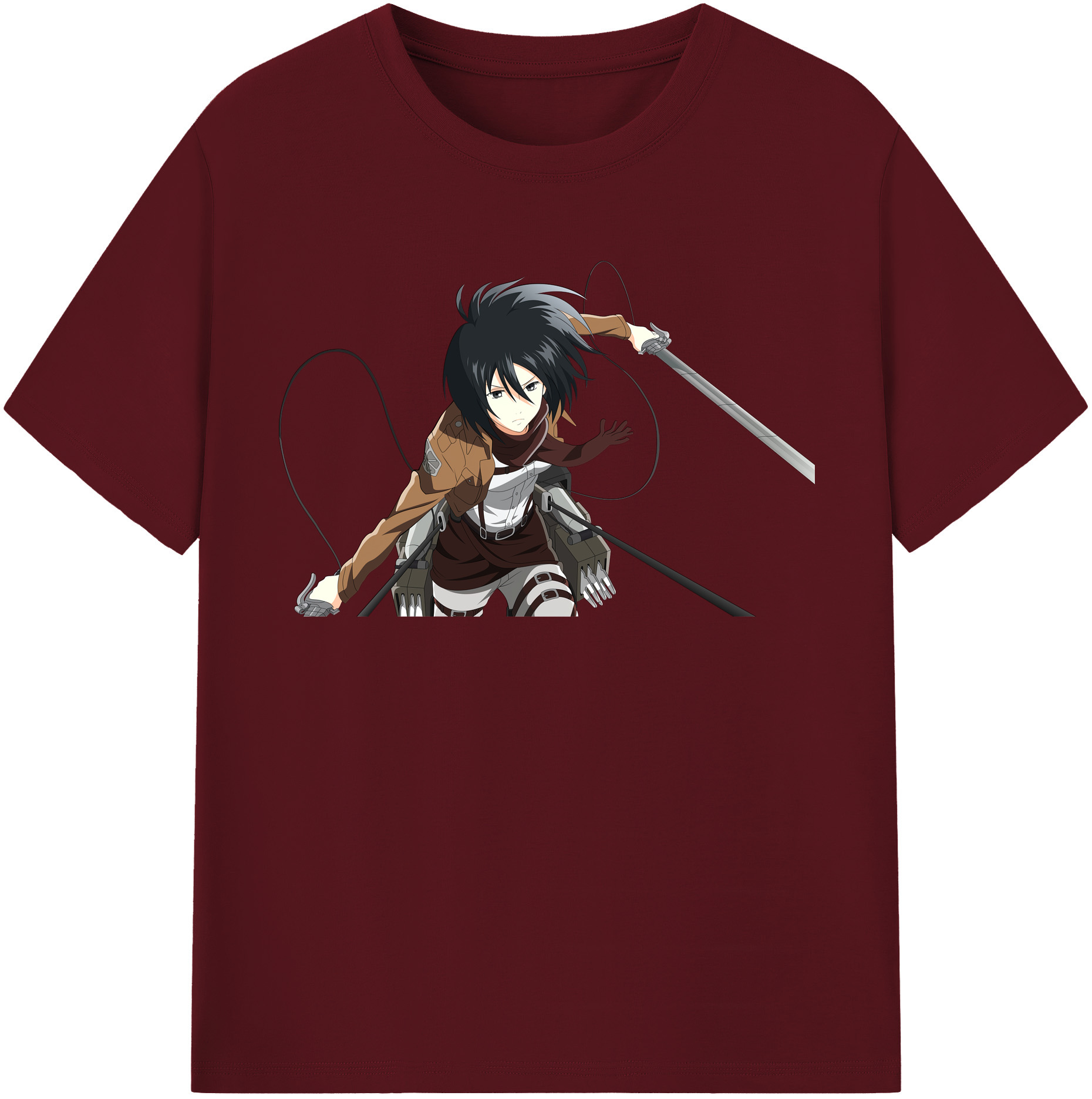 （画像用） 進撃の巨人 ミカサ·アッカーマン Attack on Titan Mikasa Ackerman 綿100％半袖Tシャツ（フロントプリント）